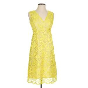 ANNA SUI Y2K 90's Cottagecore Lace Floral Dress Yellow Sz 2 Sleeveless (Y